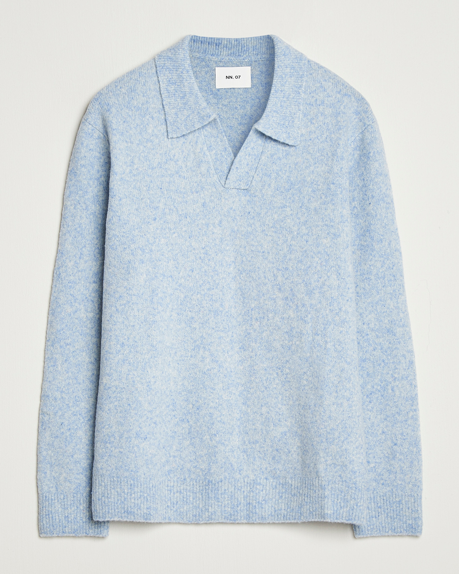 Herren | Pullover | NN07 | Hope Wool Knitted Polo Cerulian Blue