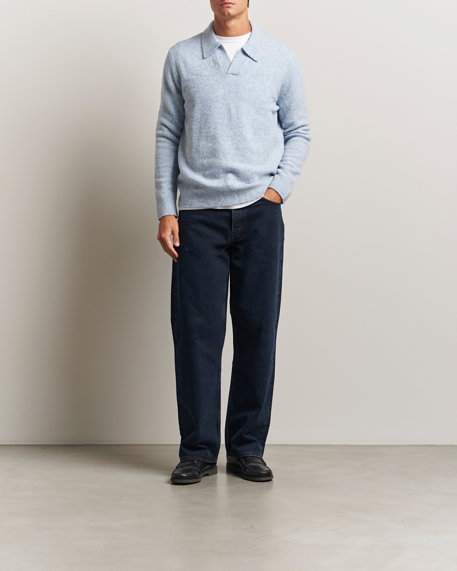 Herren | Pullover | NN07 | Hope Wool Knitted Polo Cerulian Blue
