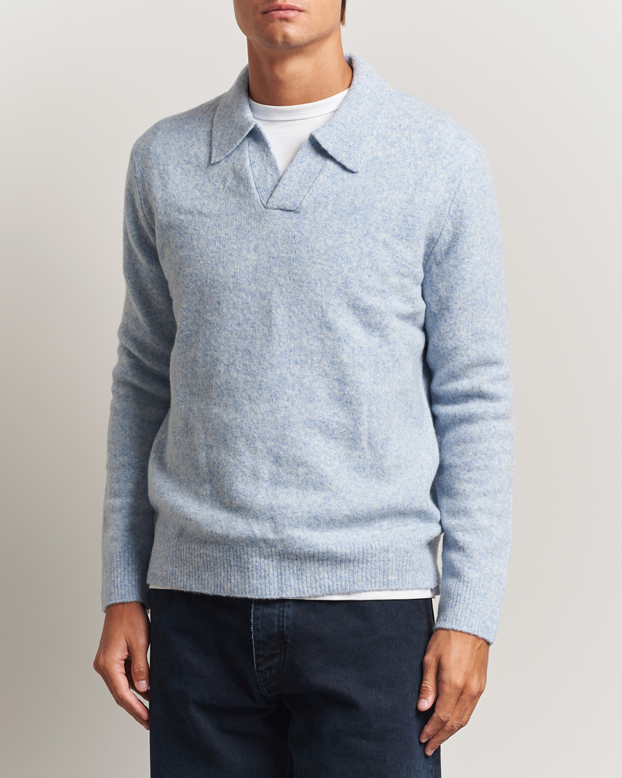 Herren | Pullover | NN07 | Hope Wool Knitted Polo Cerulian Blue