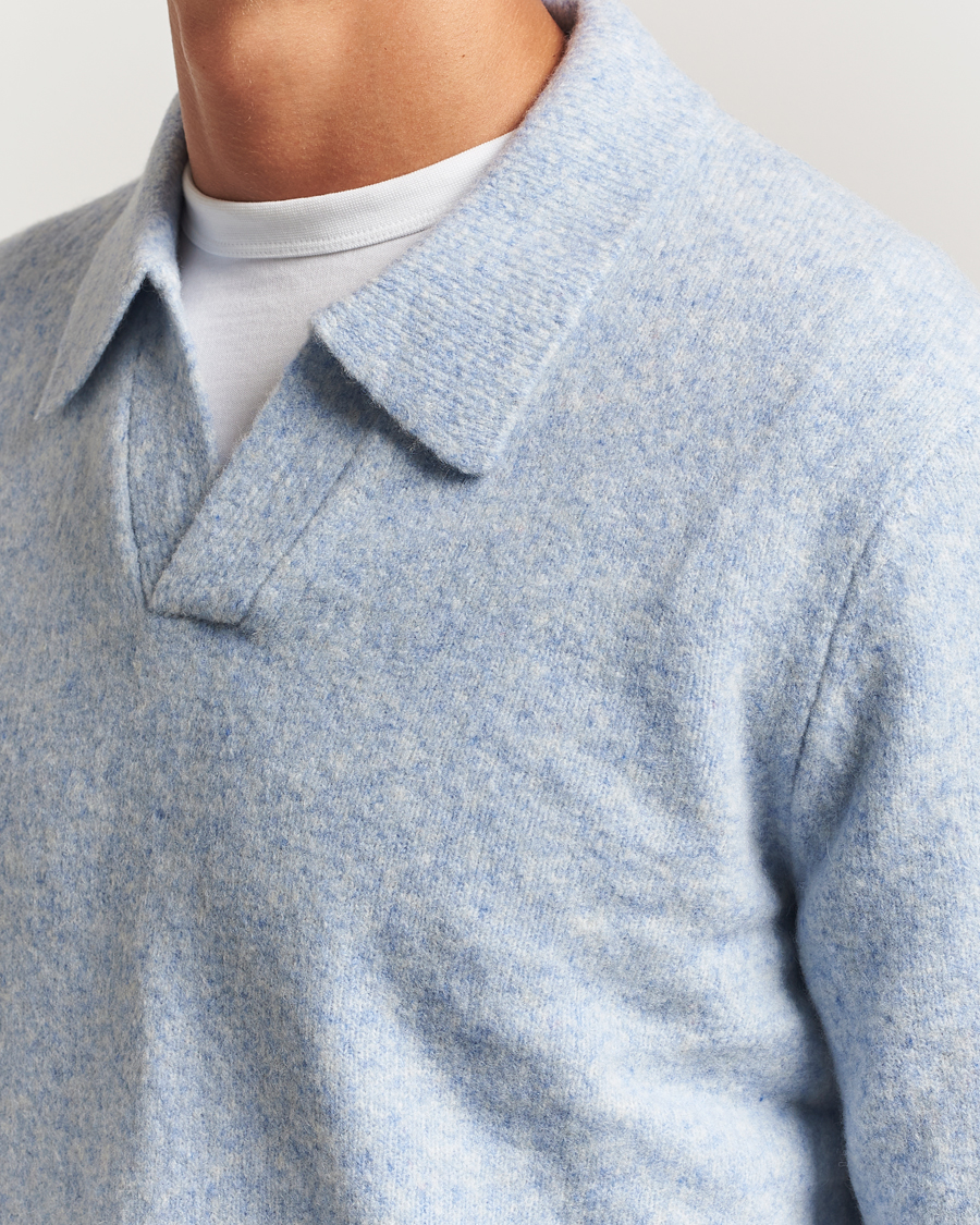 Herren | Pullover | NN07 | Hope Wool Knitted Polo Cerulian Blue