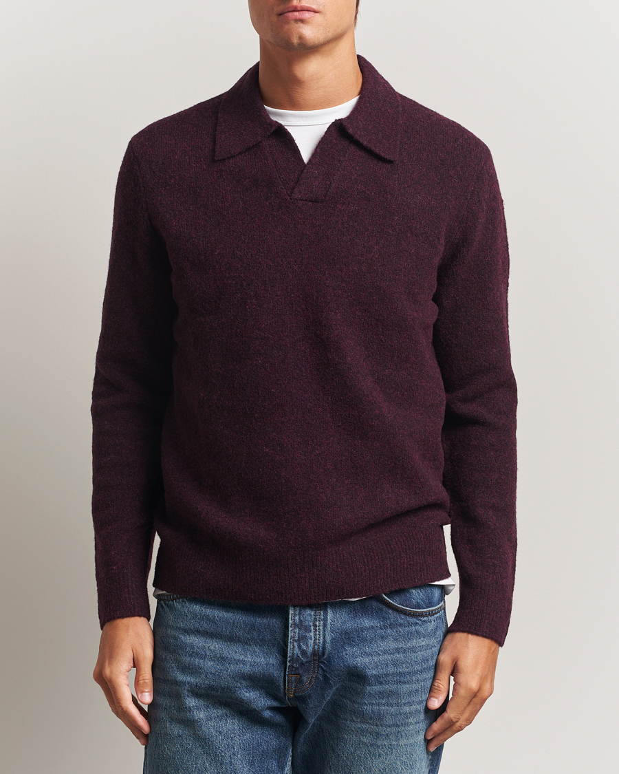 Herren | Pullover | NN07 | Hope Wool Knitted Polo Wine Red