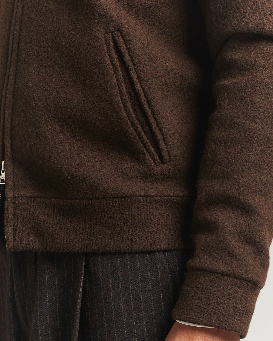 Herren | Pullover | NN07 | Boiled Wool Full Zip Demitasse Brown
