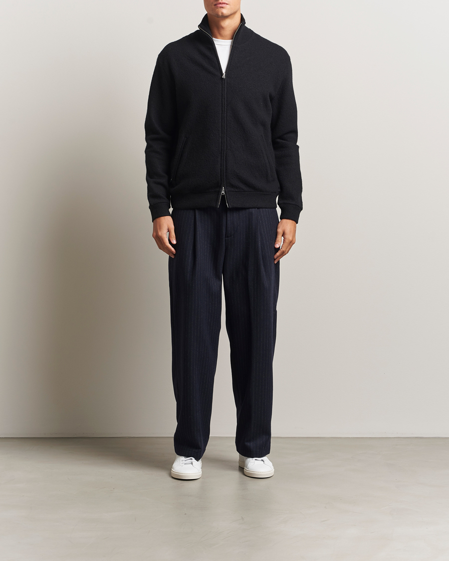 Herren | Pullover | NN07 | Boiled Wool Full Zip Black