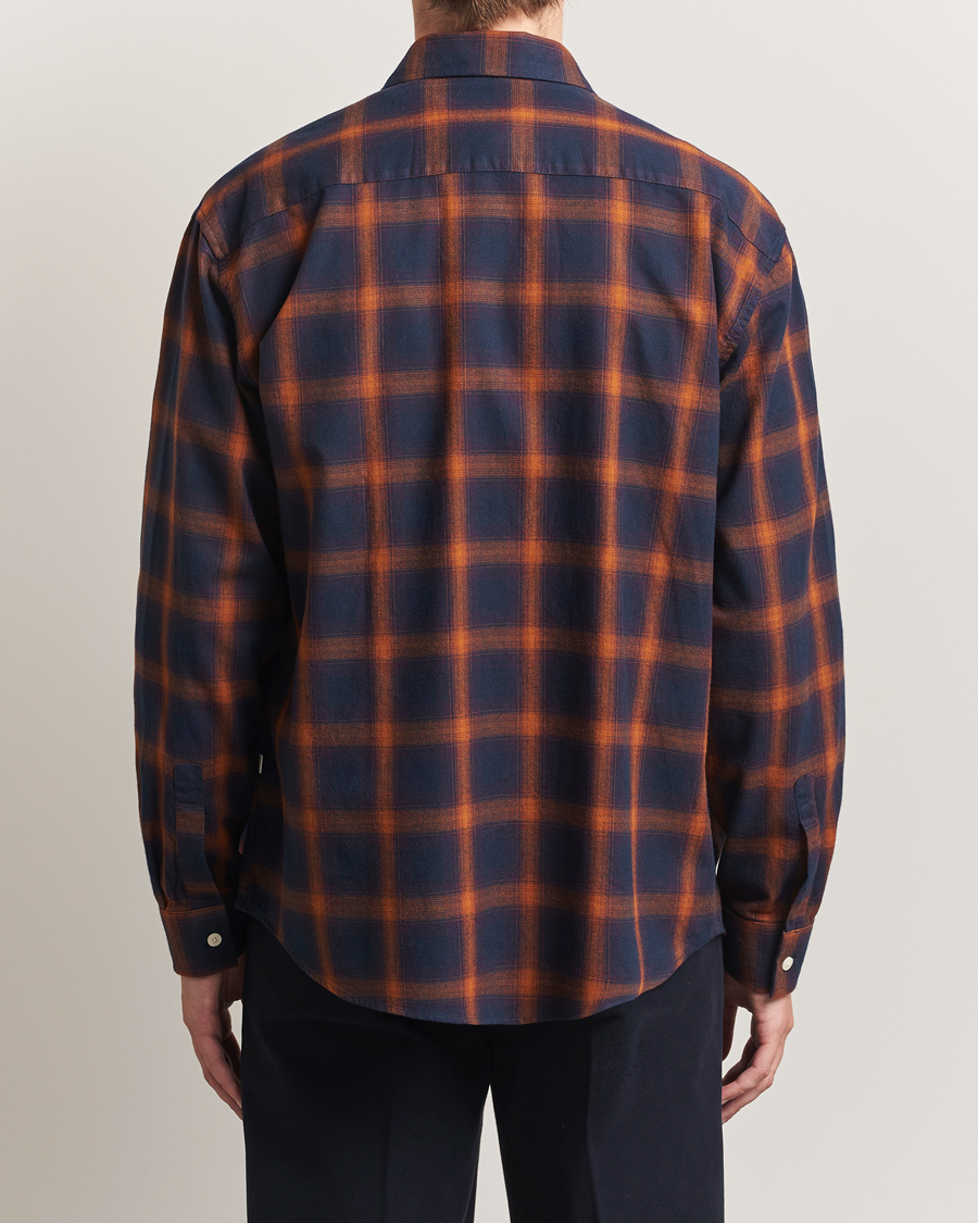 Herren | Hemden | NN07 | Deon Flannel Checked Shirt Navy/Orange