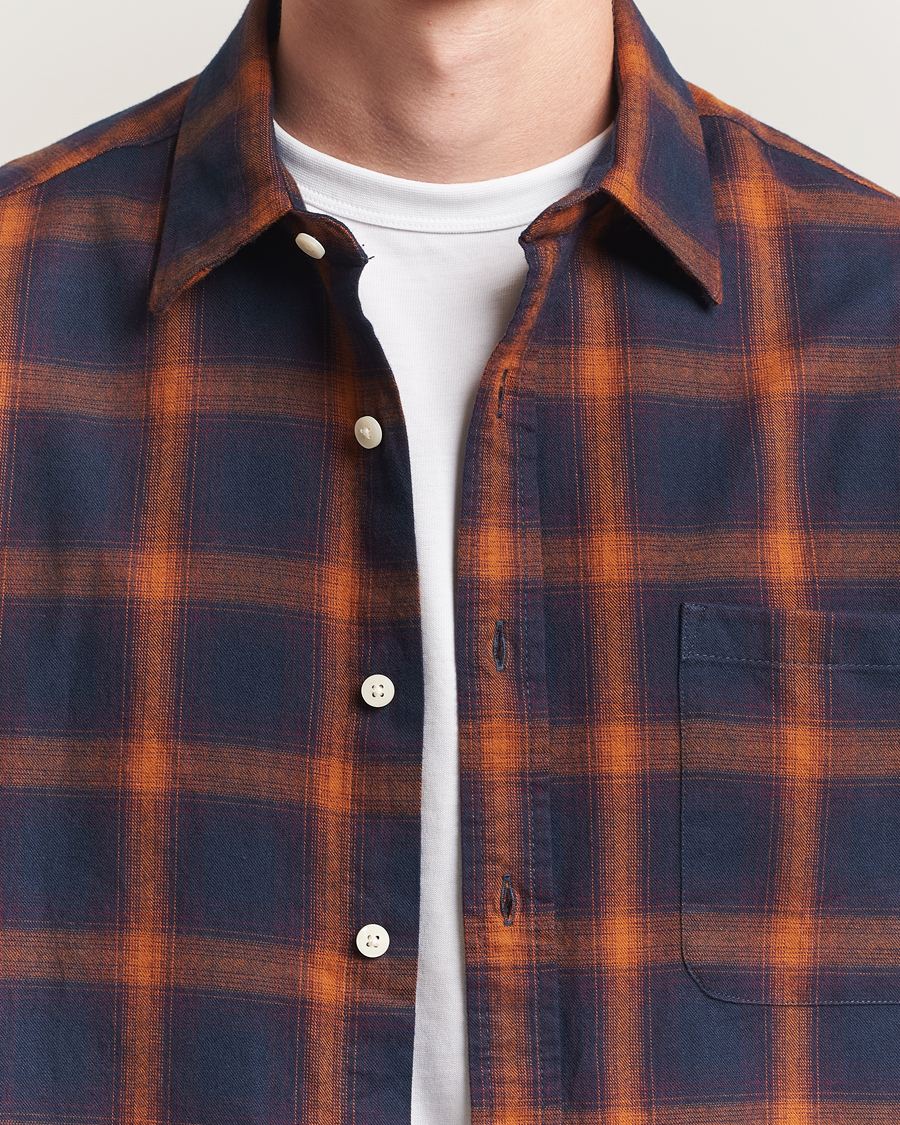 Herren | Hemden | NN07 | Deon Flannel Checked Shirt Navy/Orange