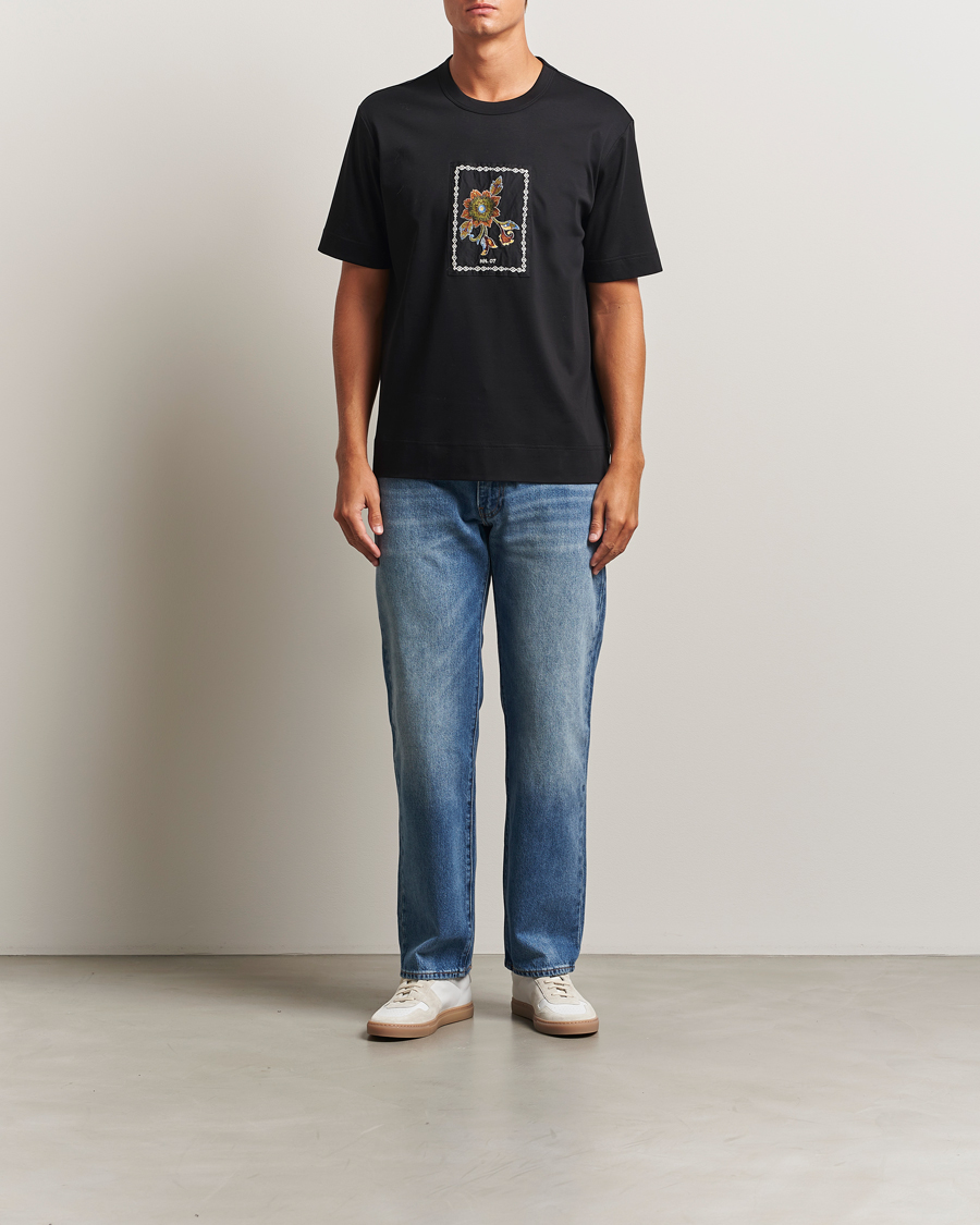 Herren | T-Shirts | NN07 | Pedro Mercerized Flower T-Shirt Black