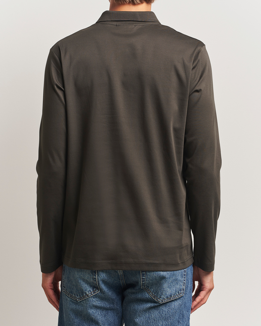 Herren | Poloshirts | NN07 | Paul Mercerized Long Sleeve Polo Dark Army