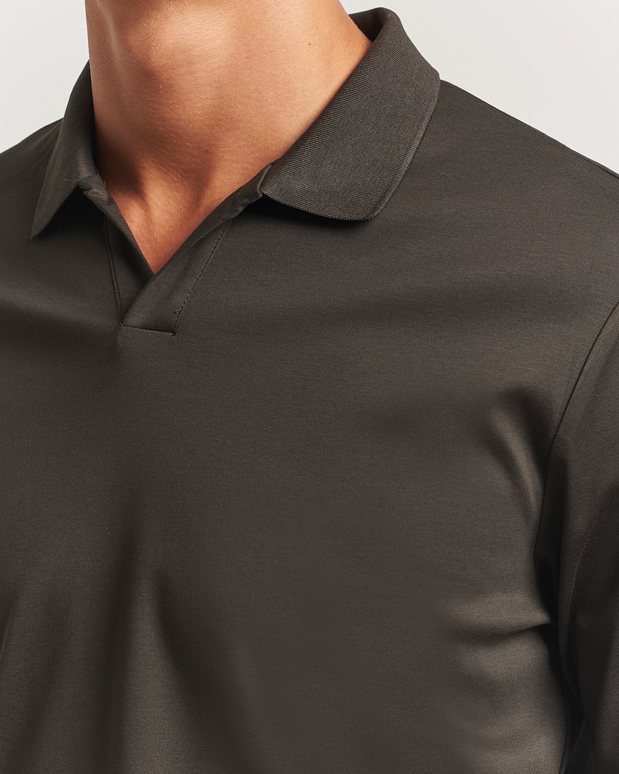Herren | Poloshirts | NN07 | Paul Mercerized Long Sleeve Polo Dark Army