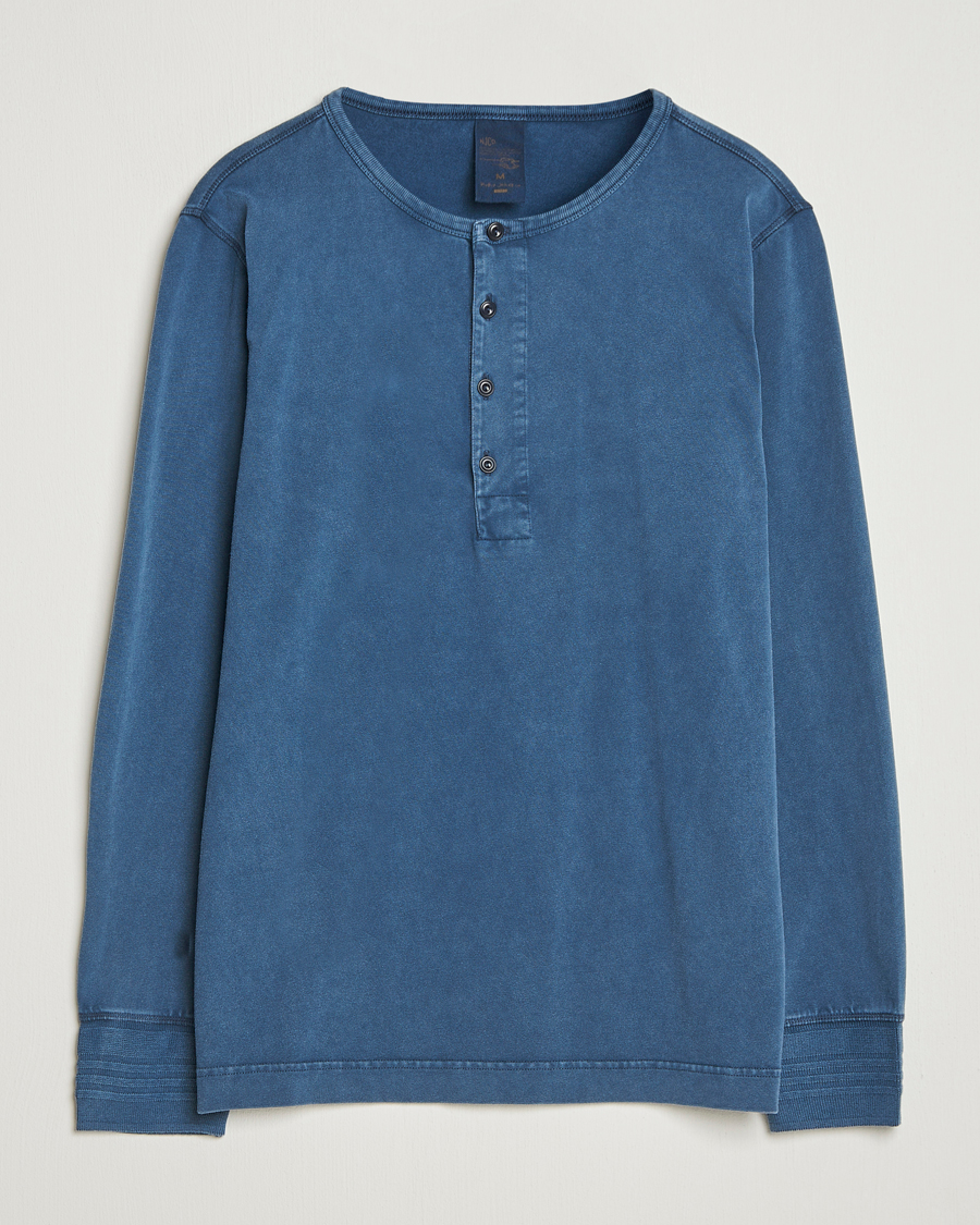 Herren | Pullover | Nudie Jeans | Long Sleeved Henley Washed Blue