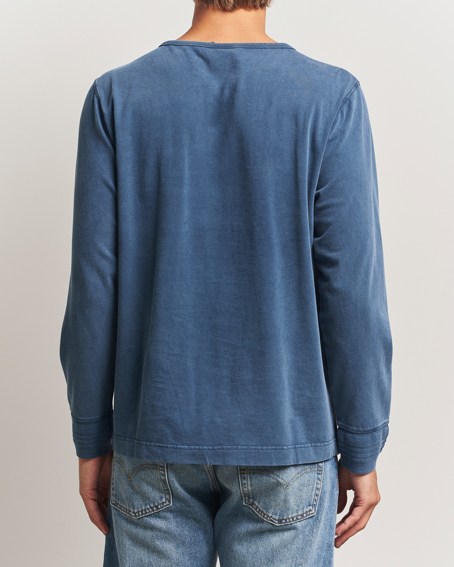 Herren | Pullover | Nudie Jeans | Long Sleeved Henley Washed Blue