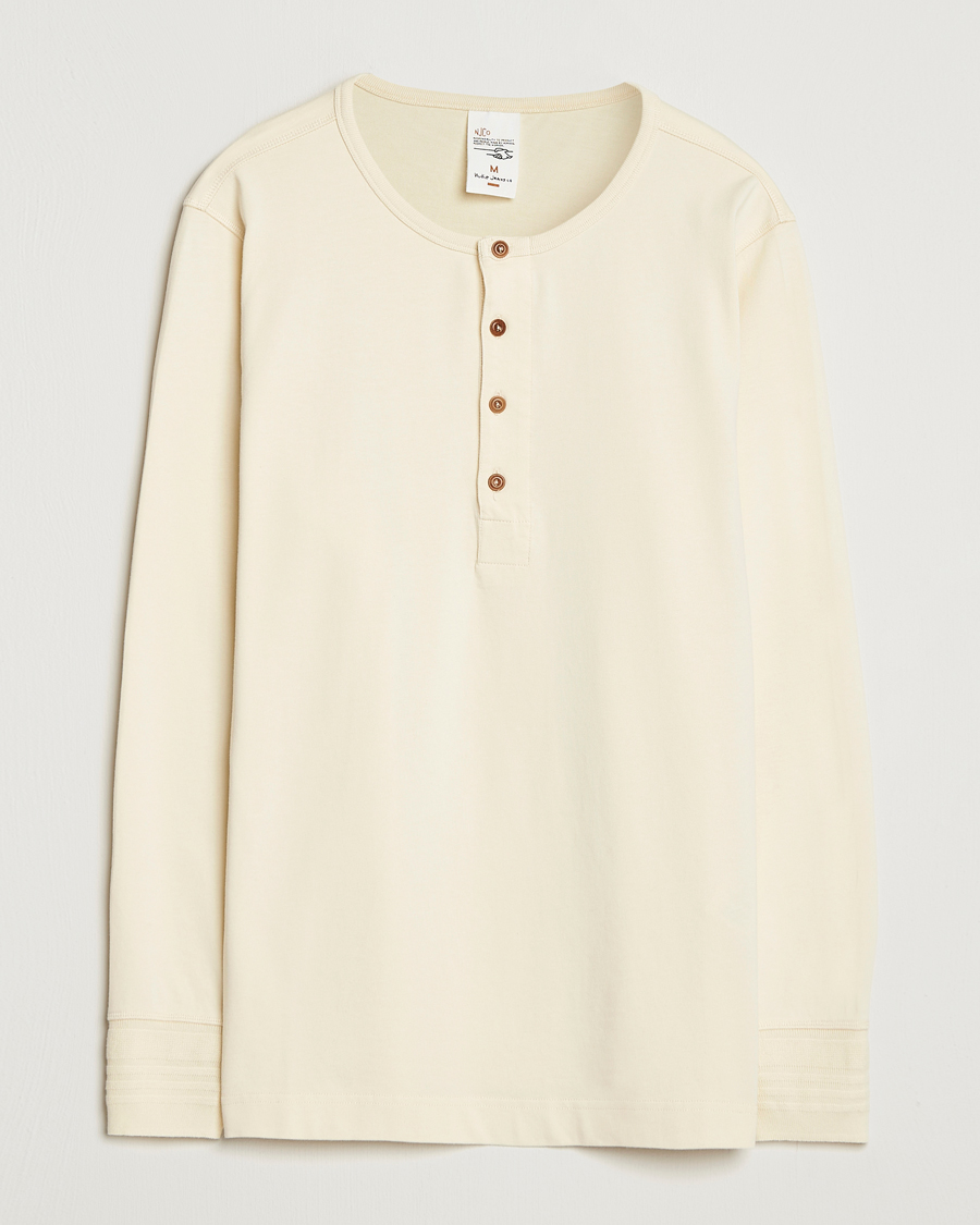 Herren | Pullover | Nudie Jeans | Long Sleeved Henley Ecru