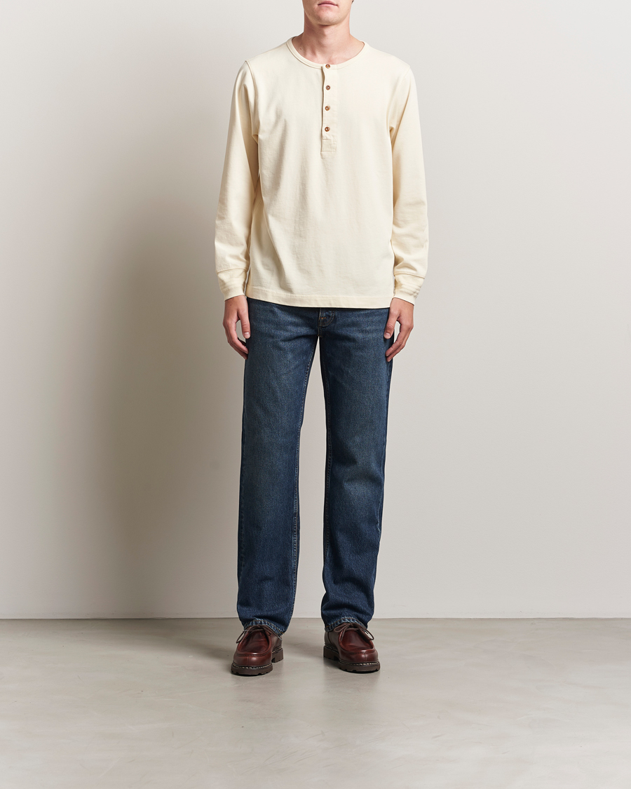 Herren | Pullover | Nudie Jeans | Long Sleeved Henley Ecru