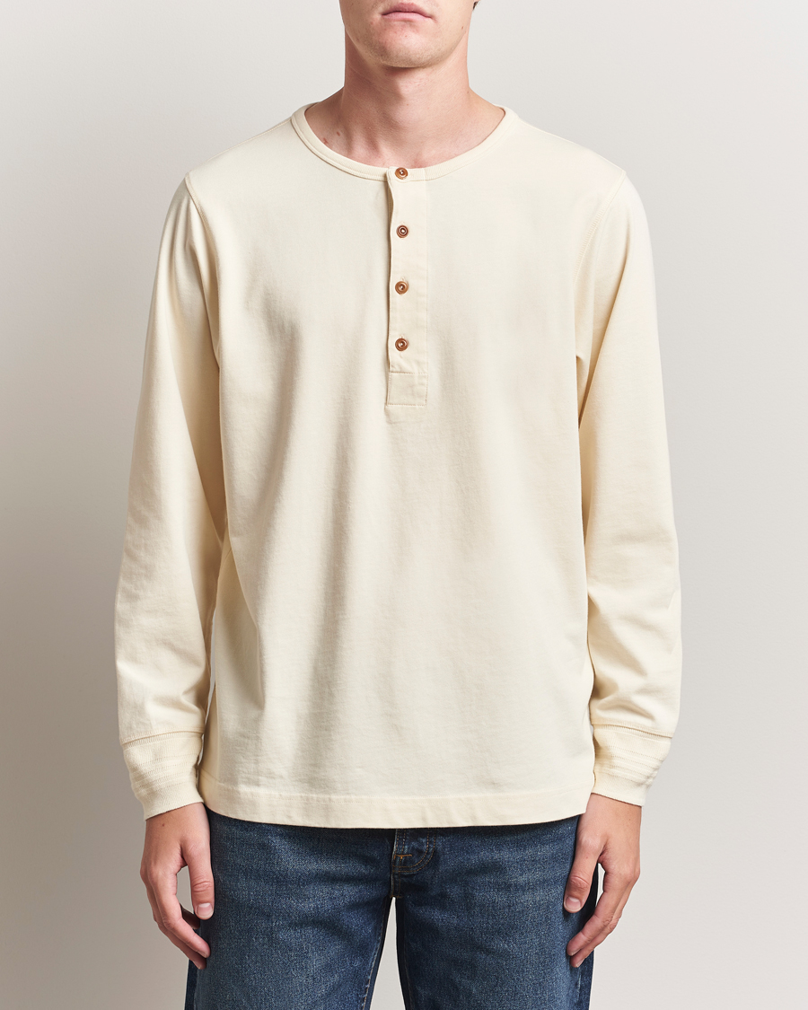 Herren | Pullover | Nudie Jeans | Long Sleeved Henley Ecru