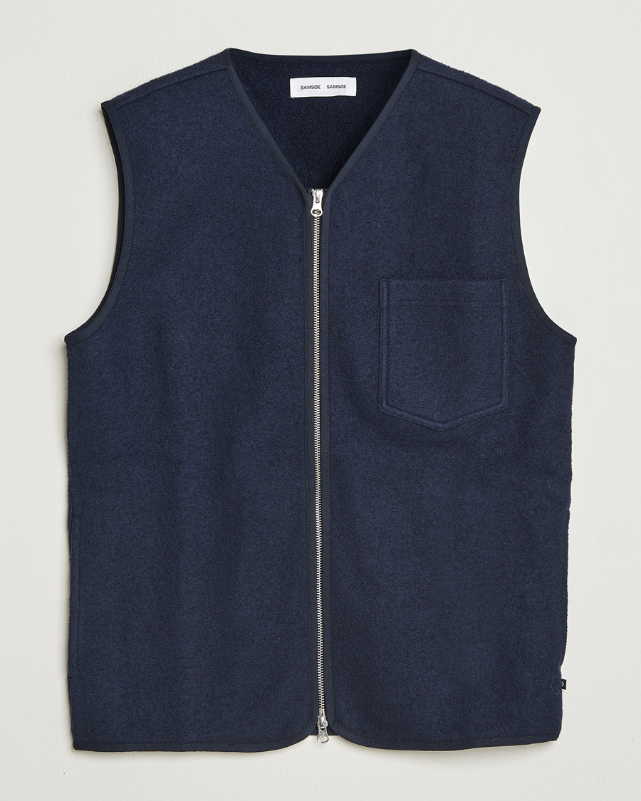 Herren | Westen | Samsøe Samsøe | Hannes Boiled Wool Vest Salute Navy