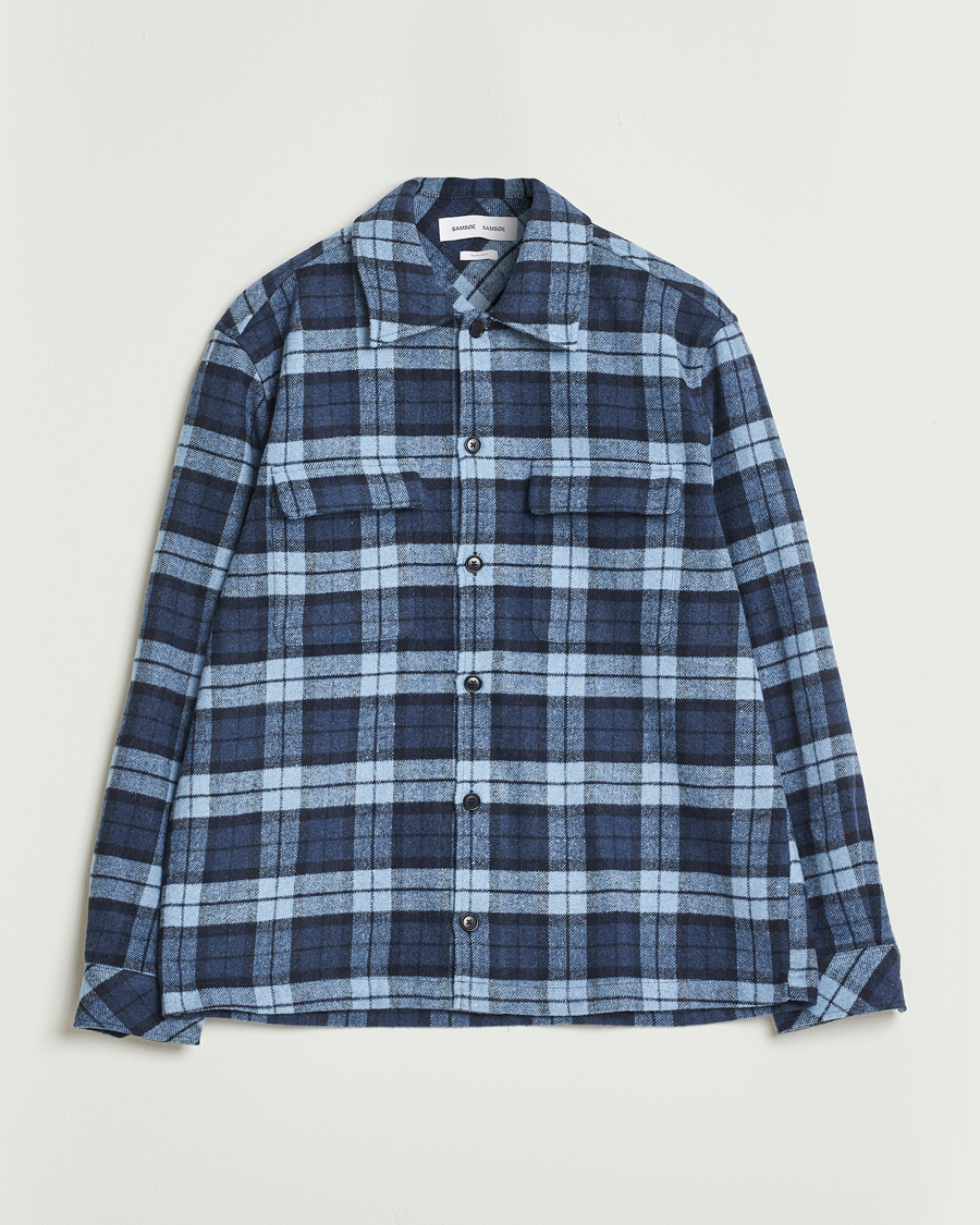 Herren | Hemden | Samsøe Samsøe | Castor Checked Overshirt Stellar Blue