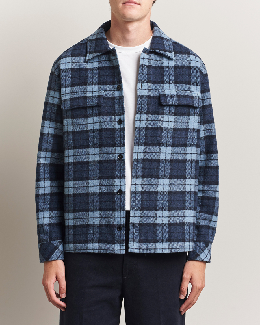 Herren | Hemden | Samsøe Samsøe | Castor Checked Overshirt Stellar Blue