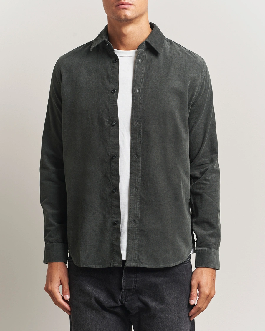 Herren | Hemden | Samsøe Samsøe | Liam Baby Cord Shirt Black Oyster