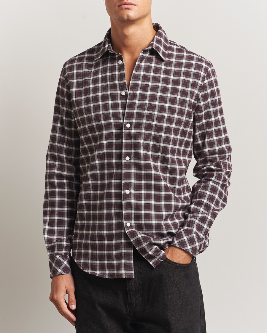 Herren | Hemden | Samsøe Samsøe | Liam Brushed Cotton Checked Shirt Raisin