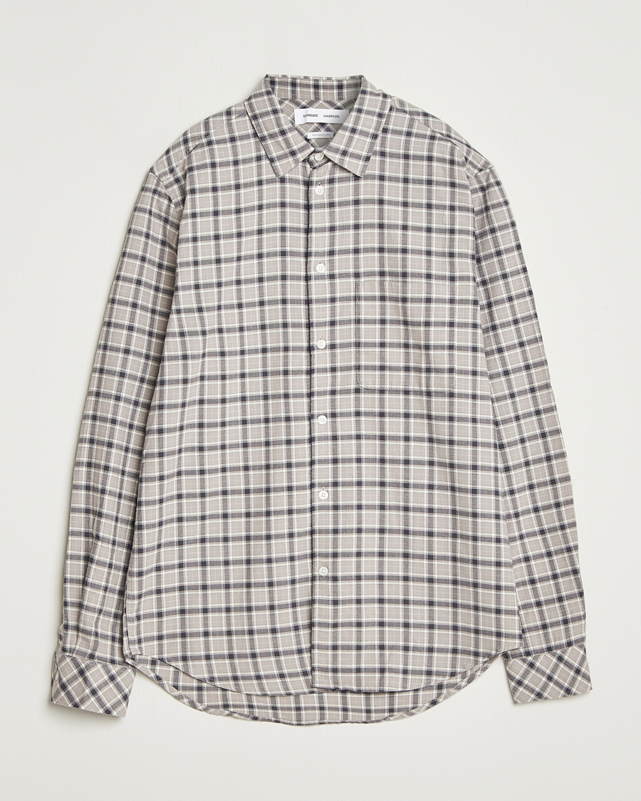 Herren | Hemden | Samsøe Samsøe | Liam Brushed Cotton Checked Shirt Elephant Skin