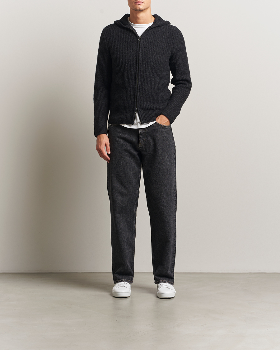Herren | Pullover | Samsøe Samsøe | Koji Knitted Full Zip Hoodie Black Melange
