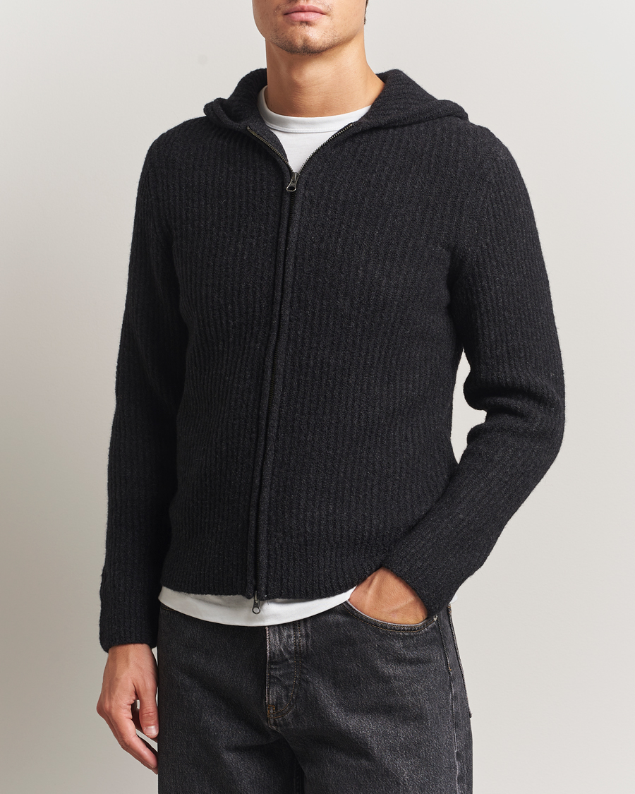 Herren | Pullover | Samsøe Samsøe | Koji Knitted Full Zip Hoodie Black Melange