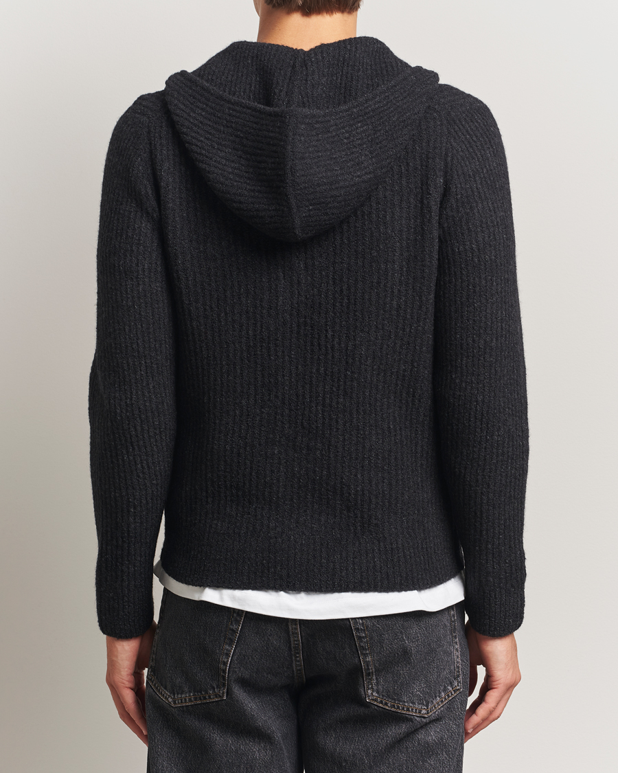 Herren | Pullover | Samsøe Samsøe | Koji Knitted Full Zip Hoodie Black Melange