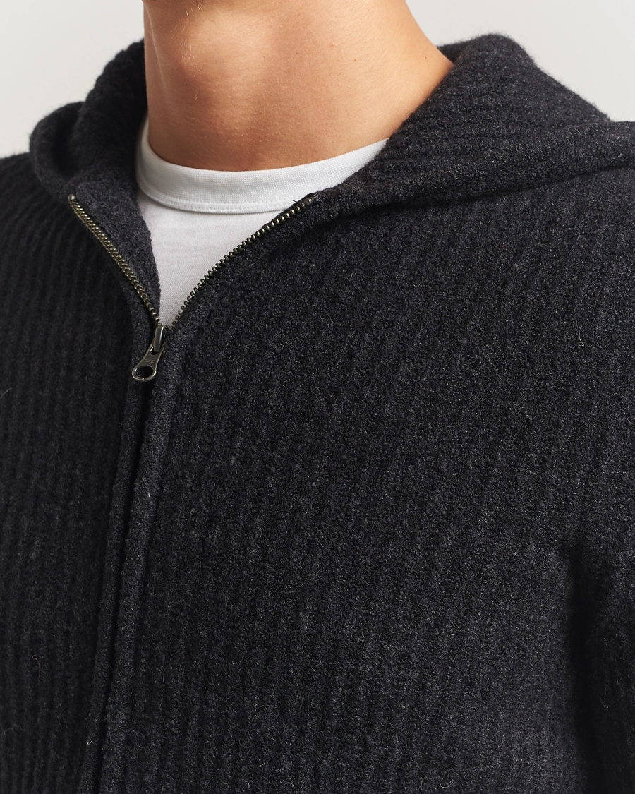 Herren | Pullover | Samsøe Samsøe | Koji Knitted Full Zip Hoodie Black Melange