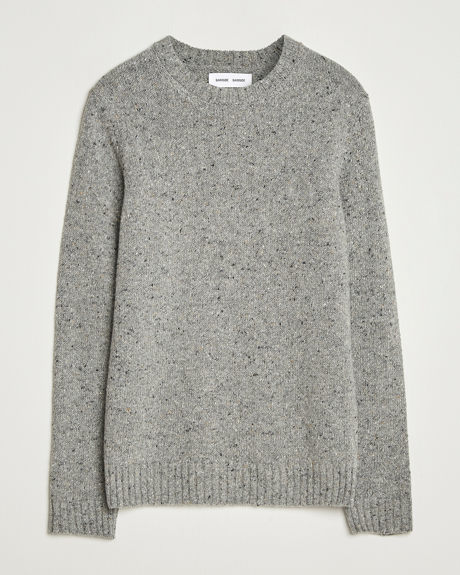 Herren | Pullover | Samsøe Samsøe | Nataniel Donegal Knitted Crew Neck Grey Melange