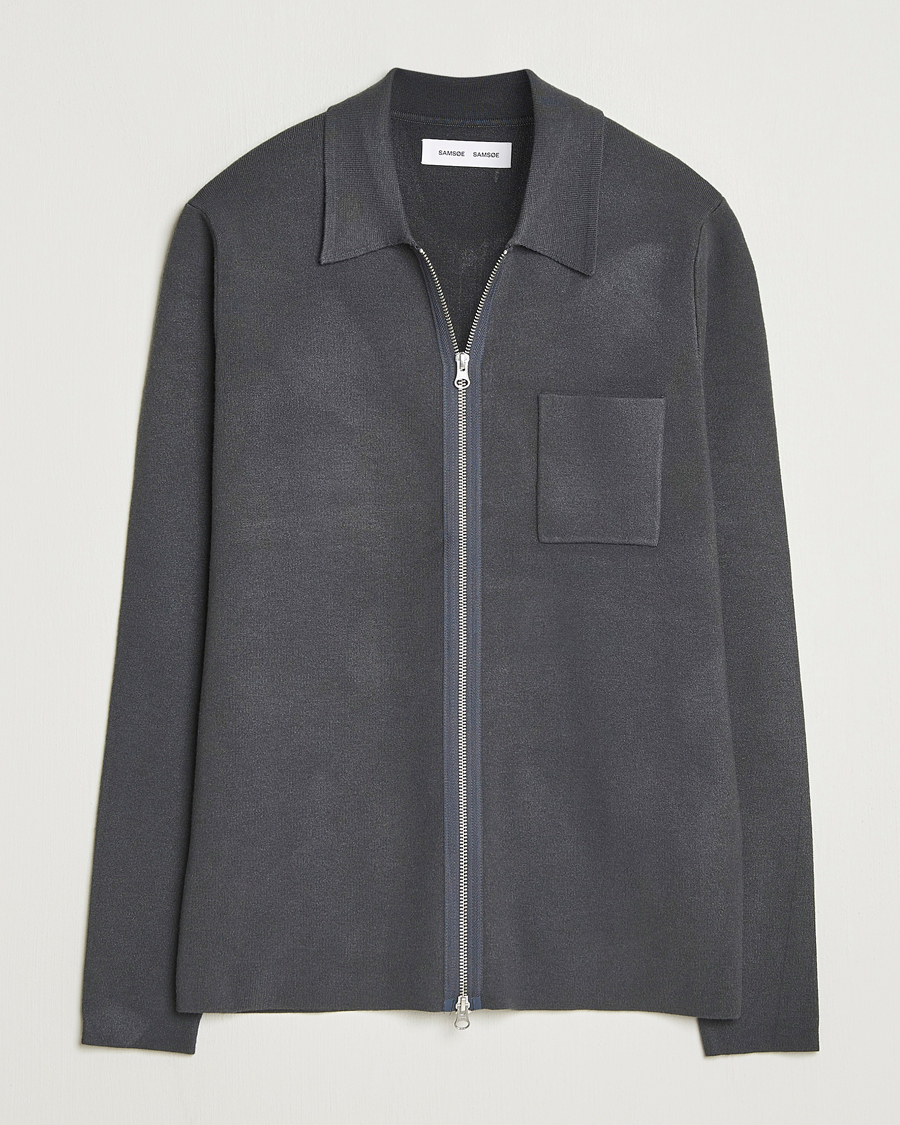Herren | Pullover | Samsøe Samsøe | Guna Full Zip Black Oyster