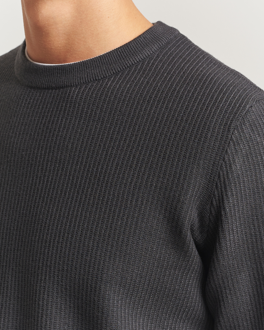 Herren | Pullover | Samsøe Samsøe | Dem Structured Knitted Crew Neck Black Oyster