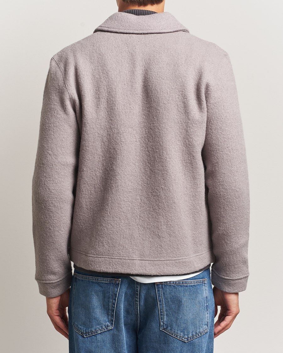 Herren | Pullover | Samsøe Samsøe | Hannes Boiled Wool Full Zip Elephant Skin