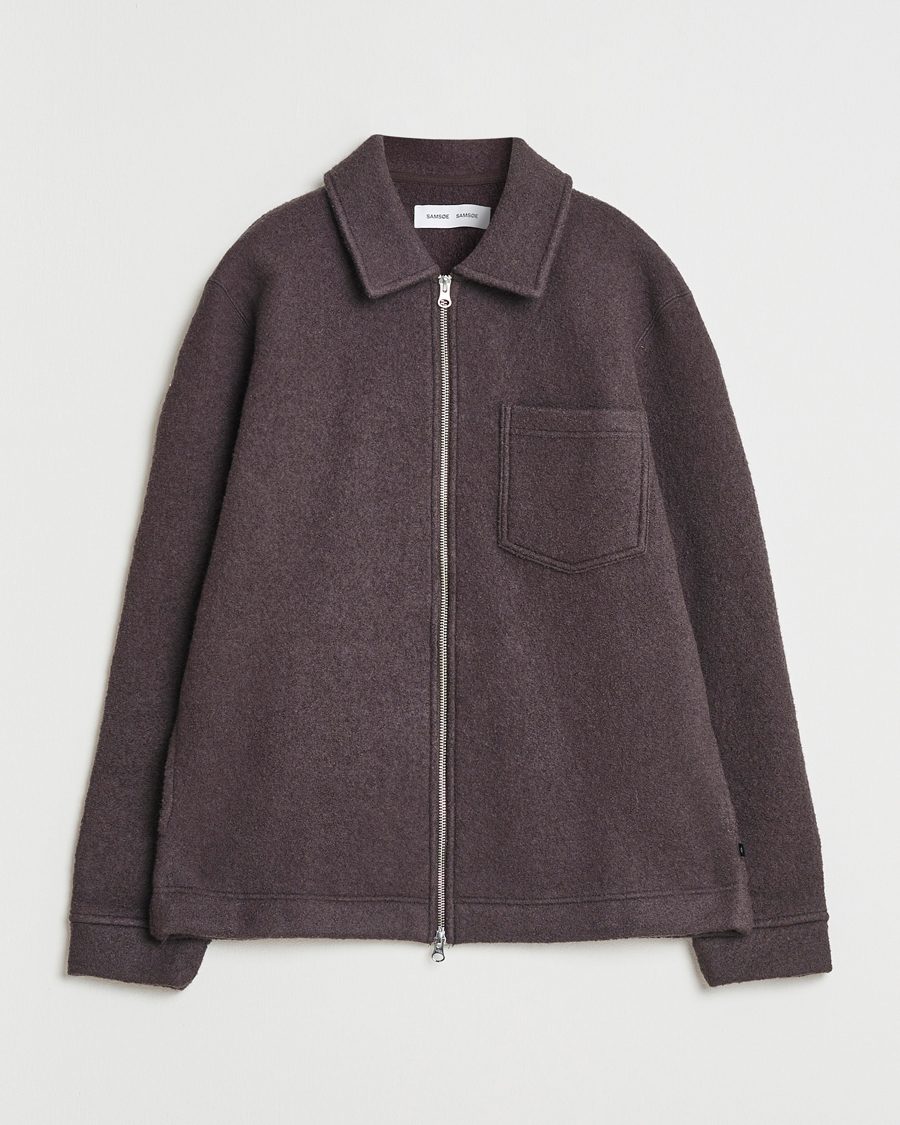 Herren | Pullover | Samsøe Samsøe | Hannes Boiled Wool Full Zip Turkish Coffee