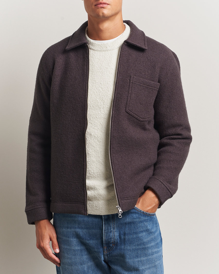 Herren | Pullover | Samsøe Samsøe | Hannes Boiled Wool Full Zip Turkish Coffee