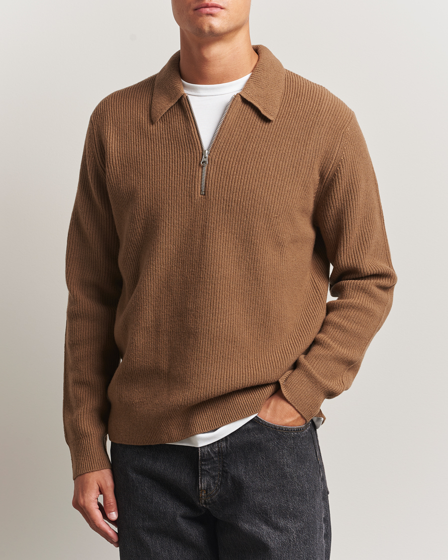 Herren | Pullover | Samsøe Samsøe | Isak Knitted Half Zip Polo Otter Brown