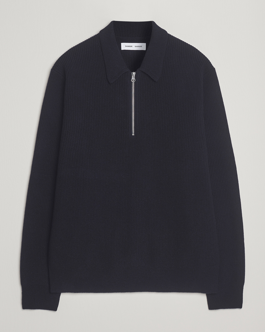 Herren | Pullover | Samsøe Samsøe | Isak Knitted Half Zip Polo Salute Navy