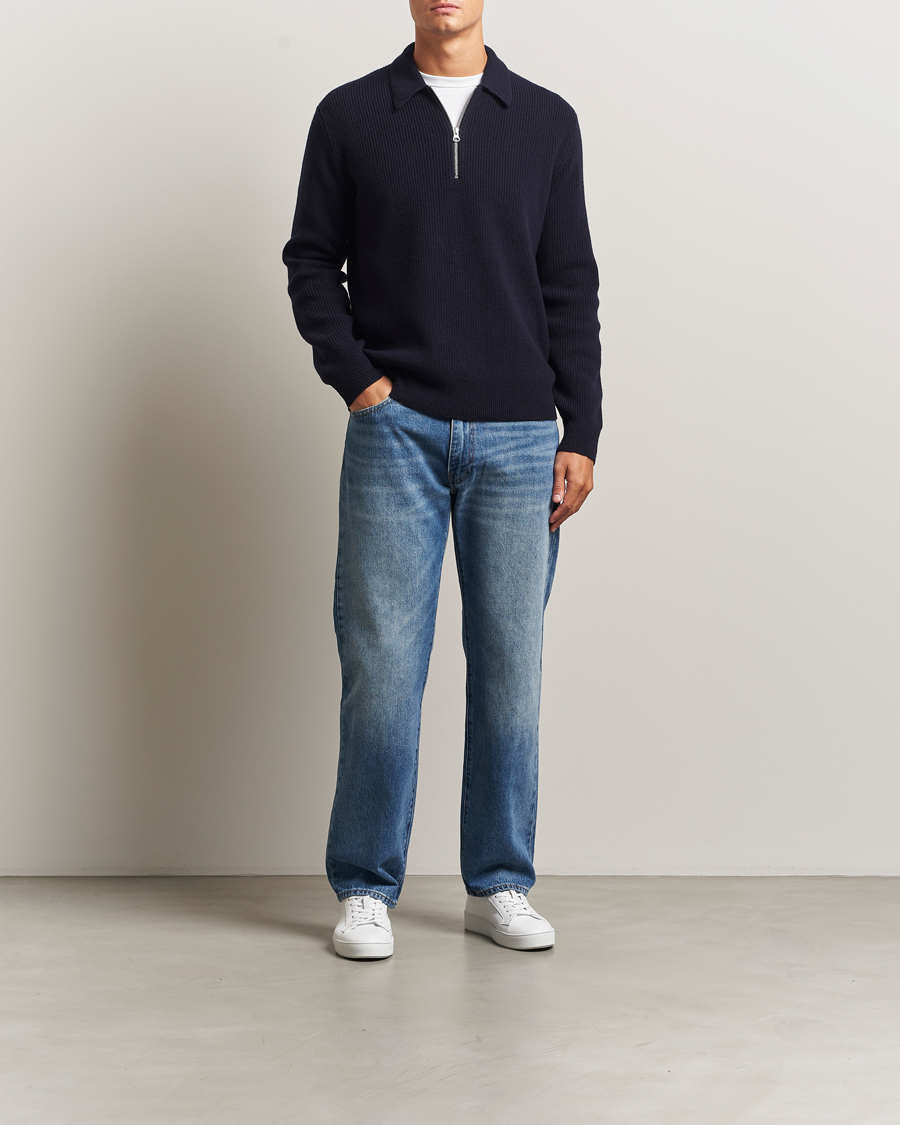 Herren | Pullover | Samsøe Samsøe | Isak Knitted Half Zip Polo Salute Navy