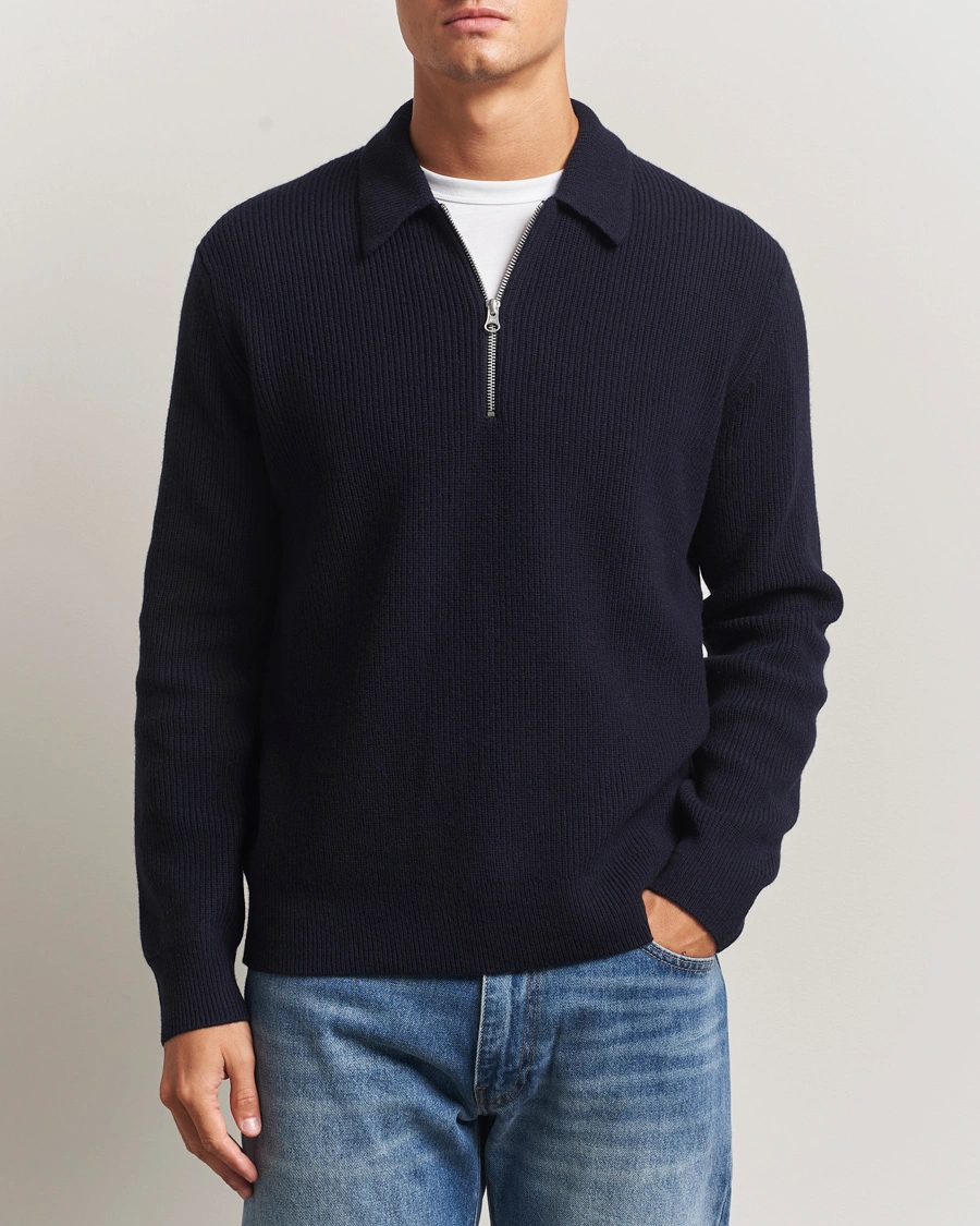 Herren | Pullover | Samsøe Samsøe | Isak Knitted Half Zip Polo Salute Navy