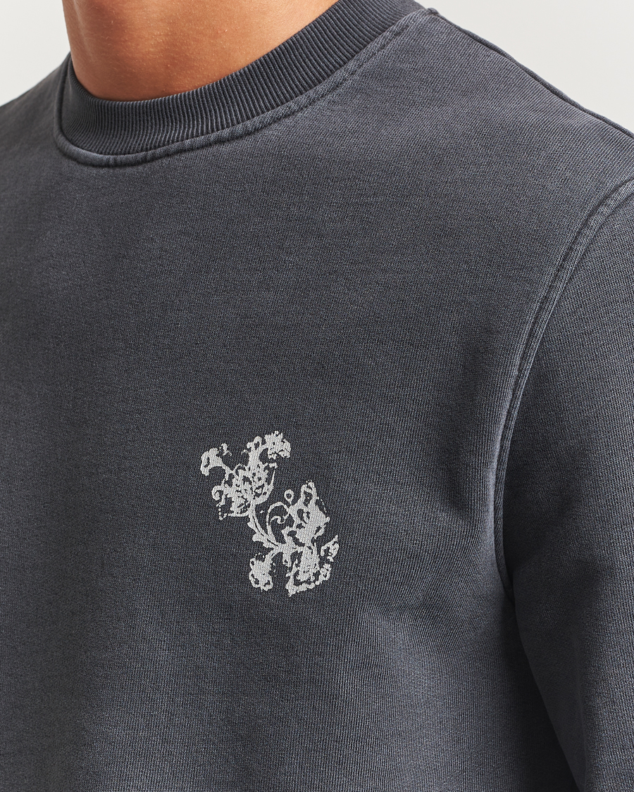 Herren | Pullover | Samsøe Samsøe | Phil Printed Crew Neck Sweatshirt Washed Black