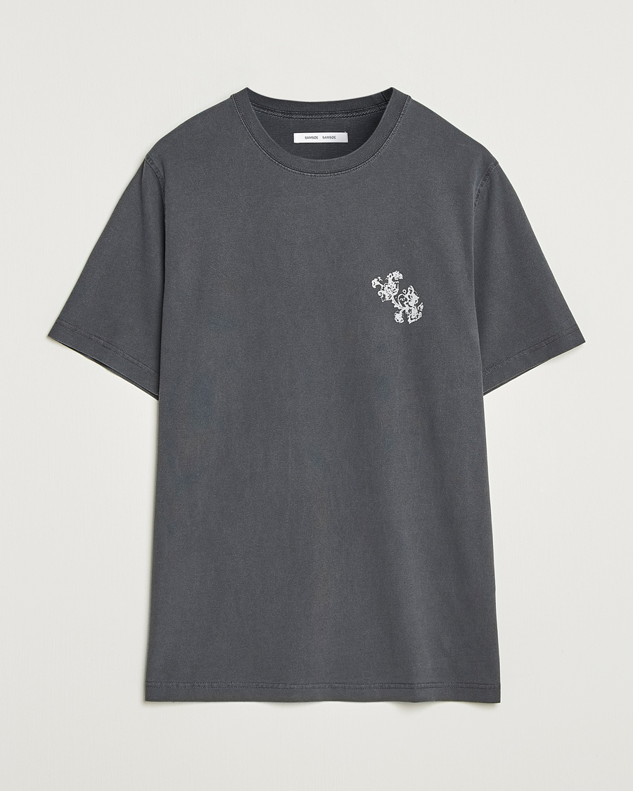 Herren | T-Shirts | Samsøe Samsøe | Phil Printed Crew Neck T-Shirt Washed Black