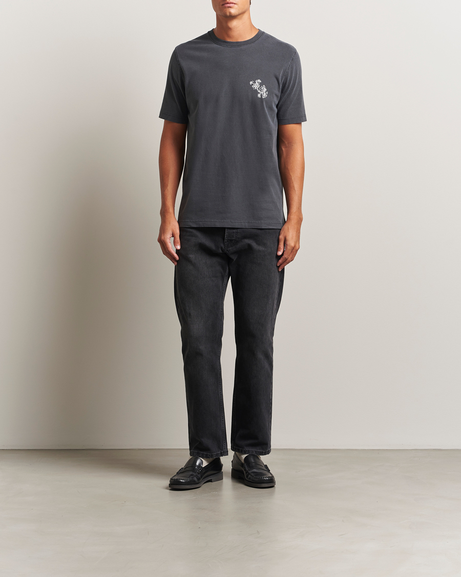 Herren | T-Shirts | Samsøe Samsøe | Phil Printed Crew Neck T-Shirt Washed Black
