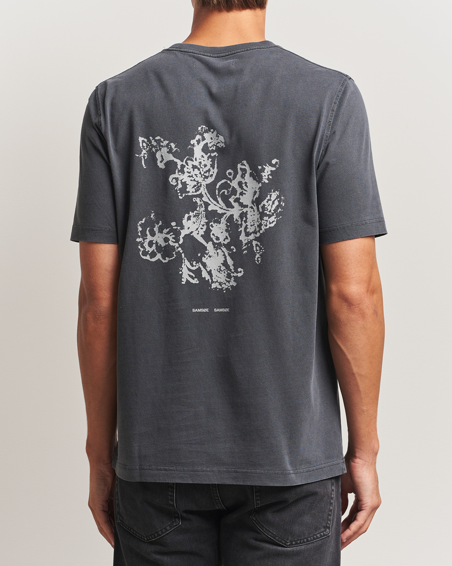 Herren | T-Shirts | Samsøe Samsøe | Phil Printed Crew Neck T-Shirt Washed Black