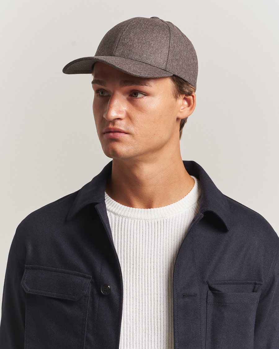 Herren | Hüte & Mützen | Varsity Headwear | Flannel Baseball Cap Taupe Brown