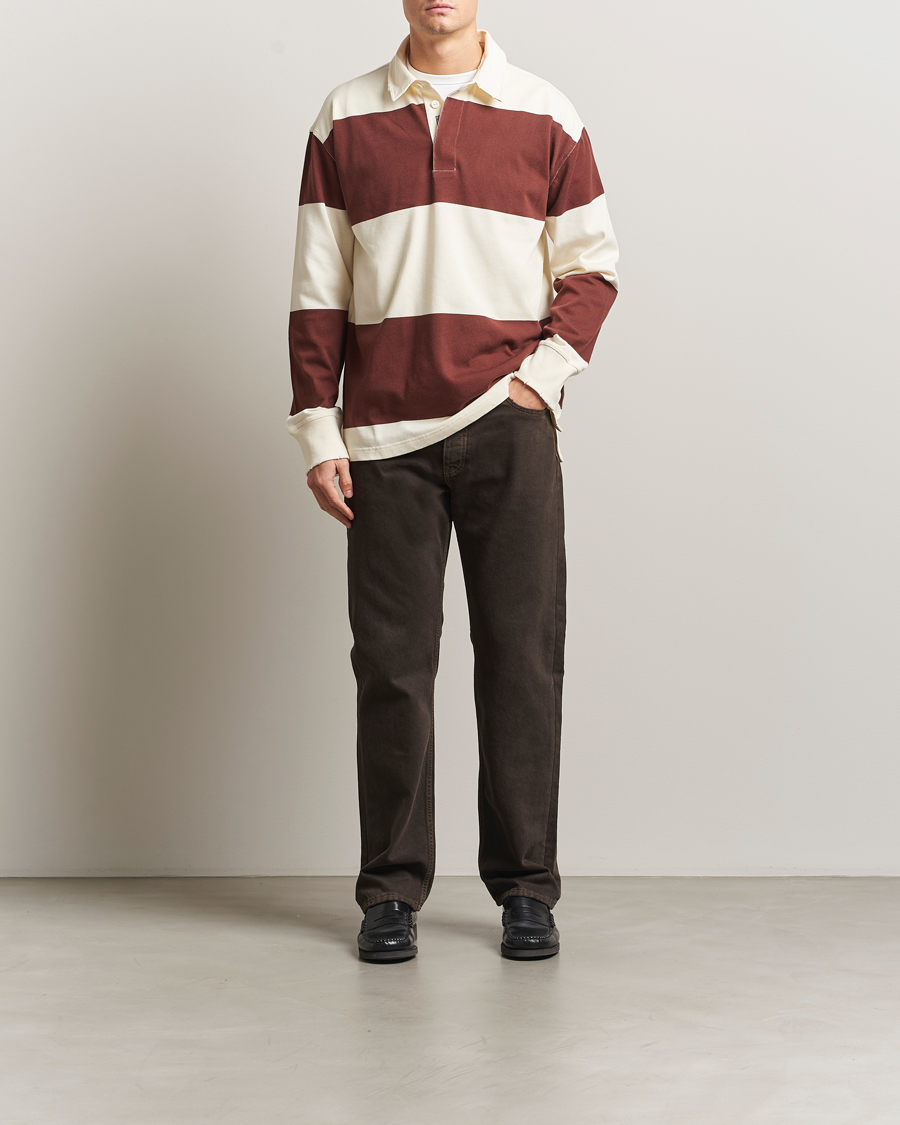 Herren | Pullover | GANT 240 Mulberry Street | Block Stripe Heavy Rugger Mahogany Brown/White