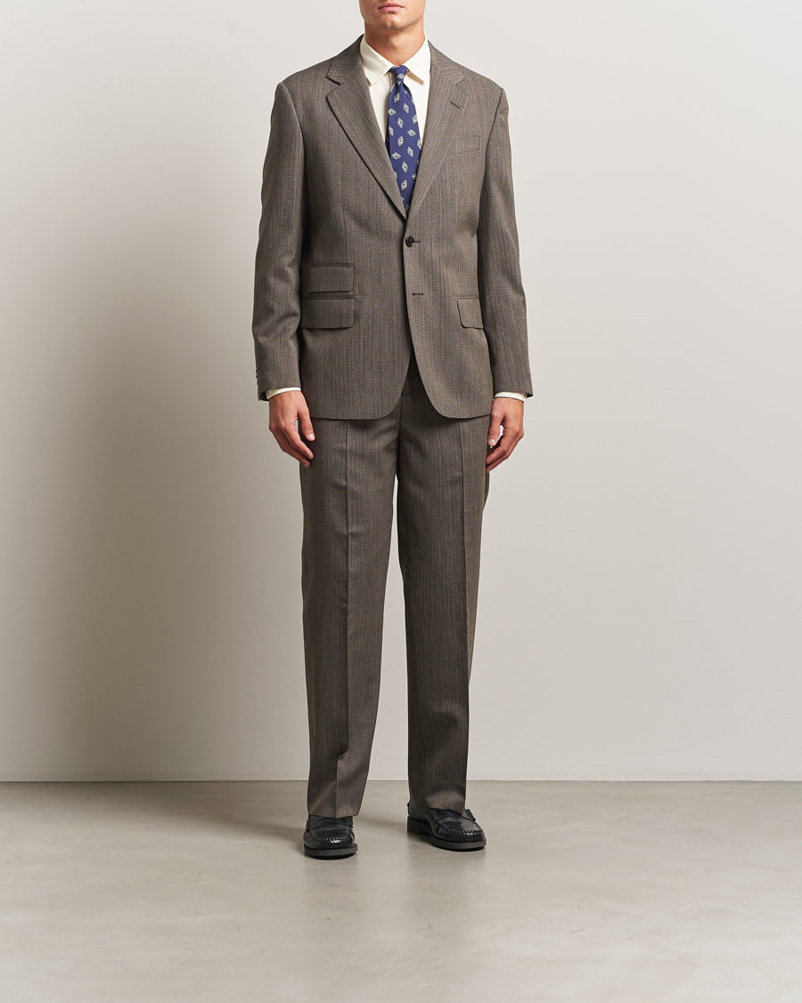 Herren | Hosen | GANT 240 Mulberry Street | Herringbone Suit Pants Deep Brown