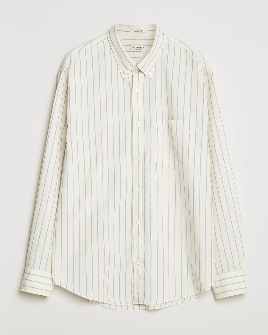 Herren | Hemden | GANT 240 Mulberry Street | Relaxed Fit Luxury Striped Oxford Shirt Cream