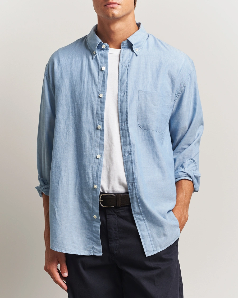 Herren | Hemden | GANT 240 Mulberry Street | Relaxed Fit Chambray Shirt Light Indigo
