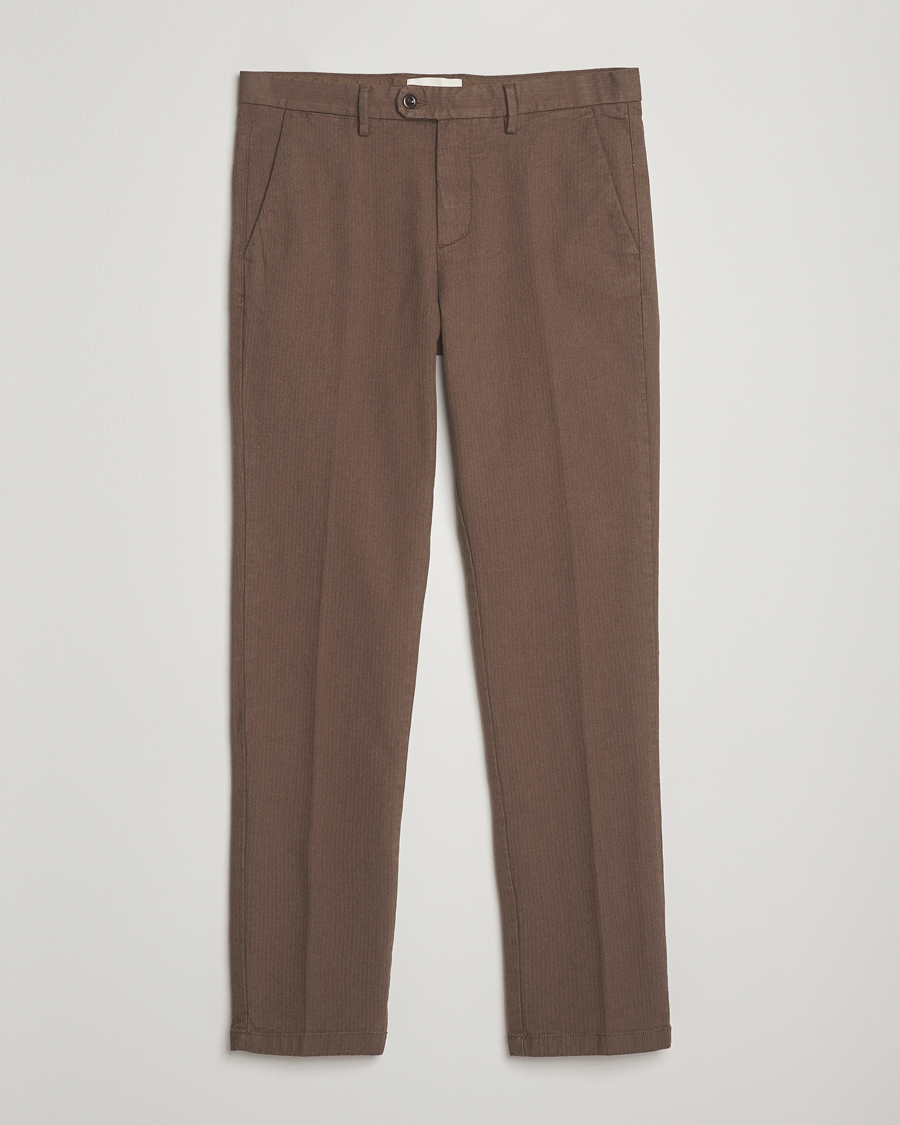 Herren | Hosen | Gant | Slim Fit Cotton Herringbone Trousers Rich Brown