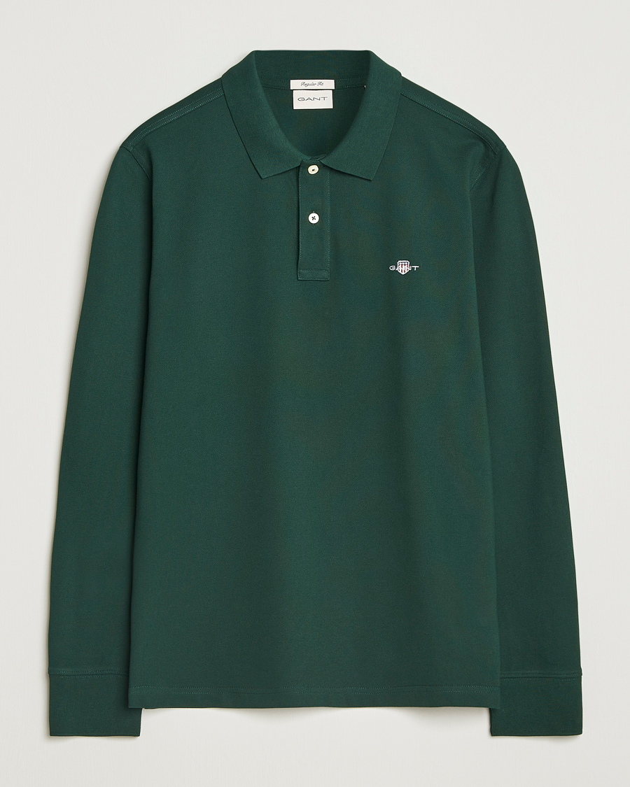 Herren | Poloshirts | GANT | Regular Shield Long Sleeve Polo Tartan Green