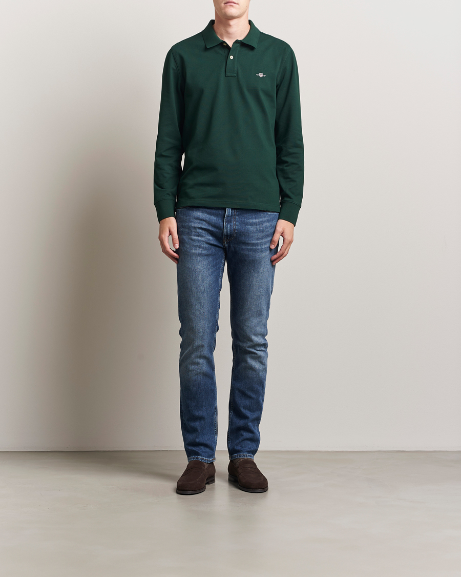 Herren | Poloshirts | GANT | Regular Shield Long Sleeve Polo Tartan Green