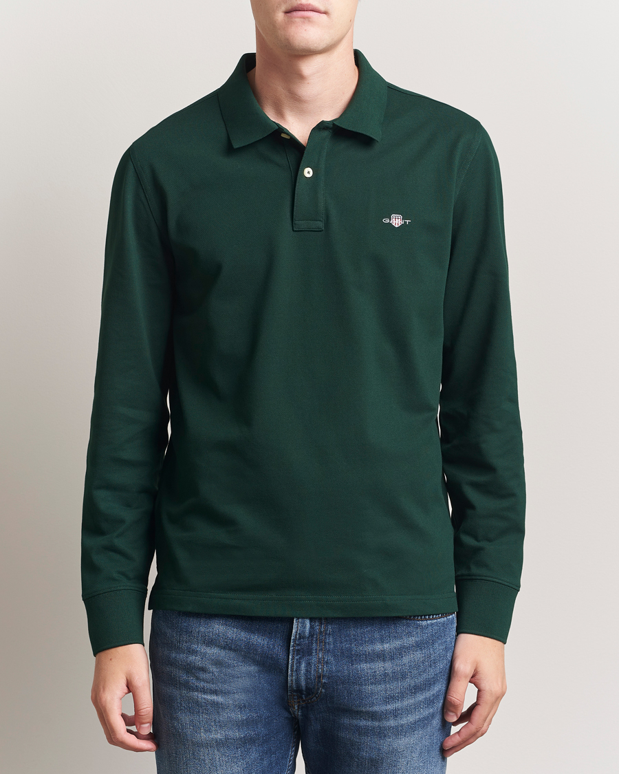 Herren | Poloshirts | GANT | Regular Shield Long Sleeve Polo Tartan Green